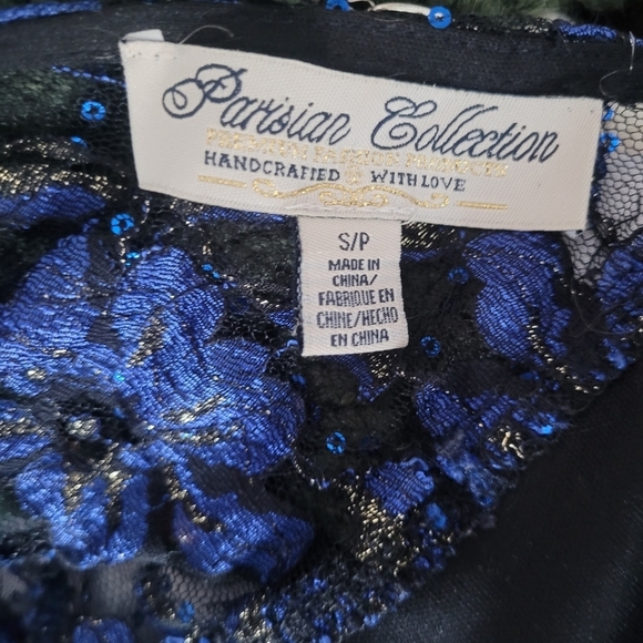 Parisian Collection Blue Floral Lace and Sequin Detailed Mini Dress S - Picture 8 of 8